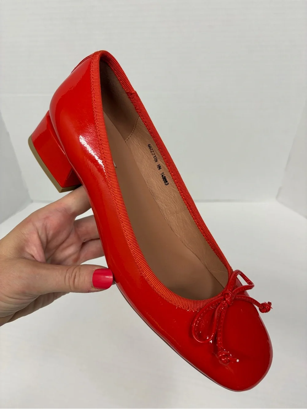 Anthropologie Bibi Lou Heeled Ballet Pumps Red/Orange 8.5